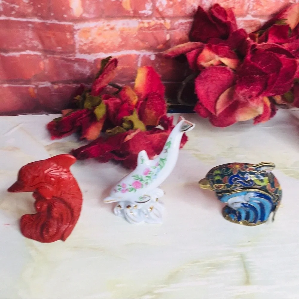 Vintage Lenox Set of Three Treasury of Dolphins Figurines